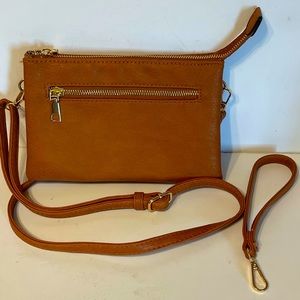 Brown Crossbody Wristlet Vegan Purse